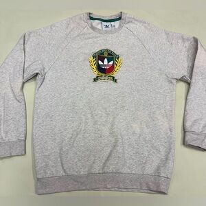 Adidas Mens Sweatshirt  Grey Jumper Collegiate Crest Originals Trefoil Size M